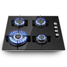 60cm Gas Hob 4 Burners Black