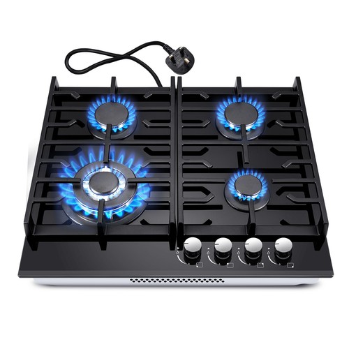 60cm gas hob burners black - gas,