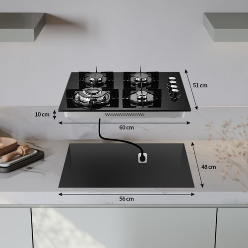 60cm gas hob burners natural - 60cm,