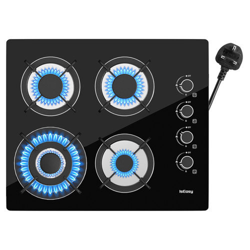 60cm gas hob - 4, black